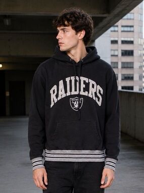 Tailgate 'Raiders' Pullover Hoodie with Grey Stripe Trim